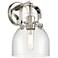 Pilaster II Bell 9.75" High Polished Nickel Sconce With Seedy Glass Sh