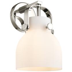 Pilaster II Bell 9.75&quot; High Polished Nickel Sconce With White Shade