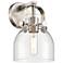 Pilaster II Bell 9.75" High Satin Nickel Sconce With Clear Shade