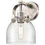 1_Pilaster II Bell 9.75" High Satin Nickel Sconce With Seedy Shade