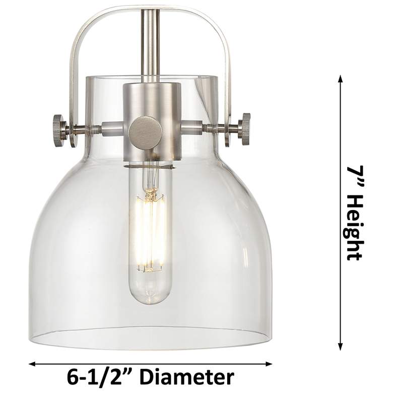 Image 6 Pilaster II Bell 9.75" High Satin Nickel Sconce With Seedy Shade more views