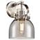 Pilaster II Bell 9.75" High Satin Nickel Sconce With Smoke Shade
