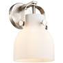 Pilaster II Bell 9.75" High Satin Nickel Sconce With White Shade