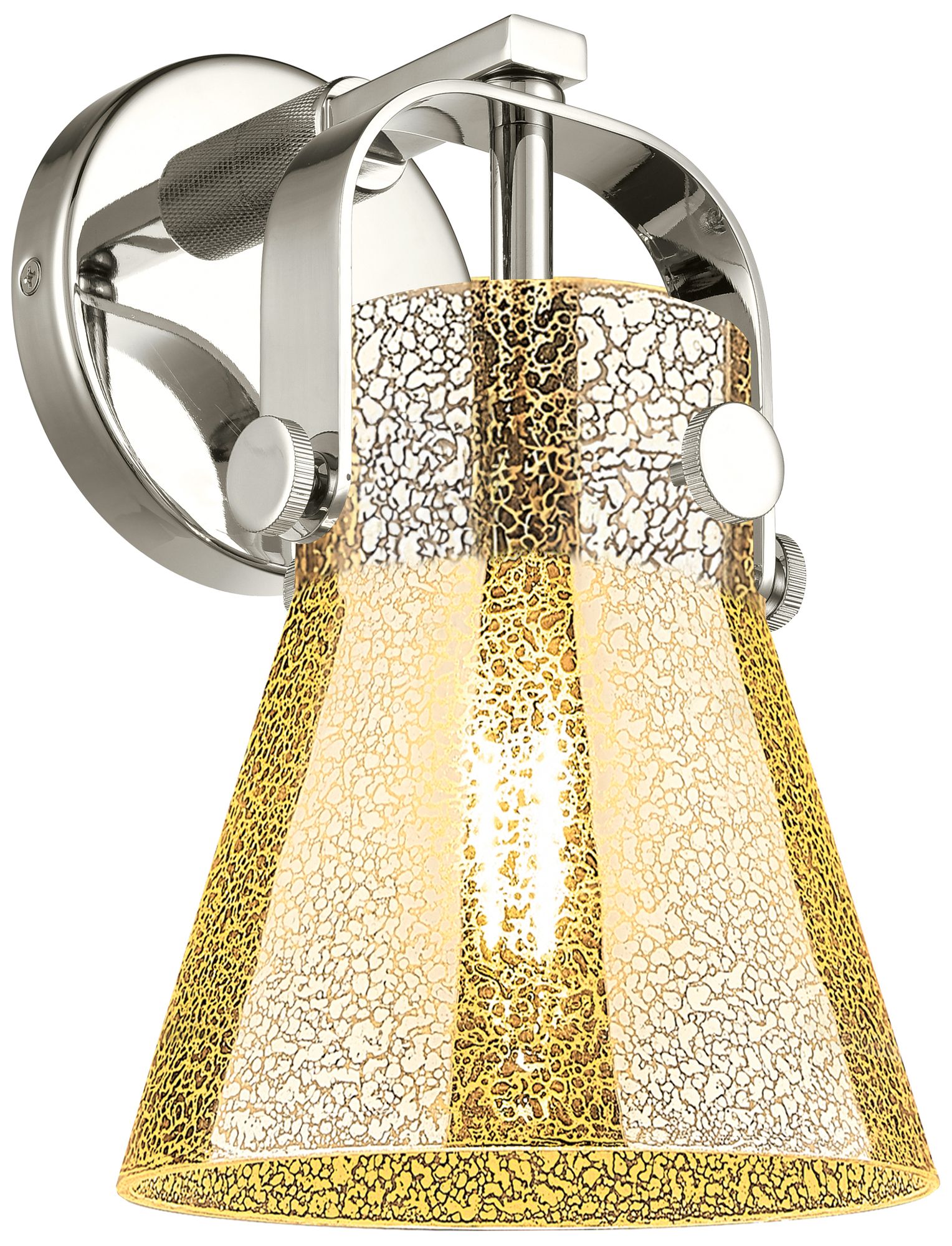 Pilaster II Cone 10"H Polished Nickel Wall Sconce With Mercury Shade