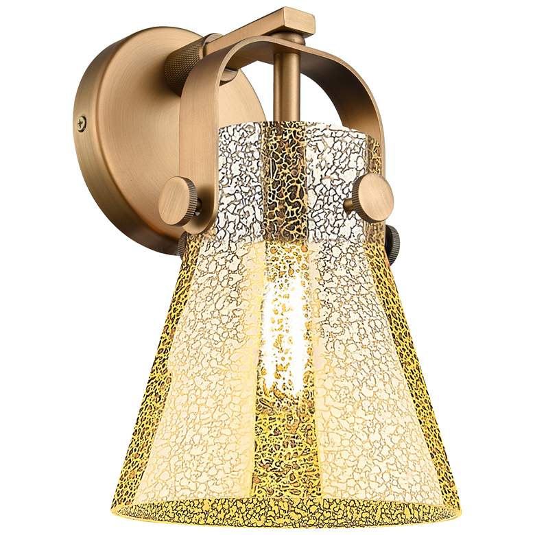 Image 1 Pilaster II Cone 10" High Brushed Brass Wall Sconce With Mercury Shade
