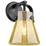 Pilaster II Cone 10" High Matte Black Wall Sconce With Mercury Shade