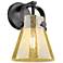Pilaster II Cone 10" High Matte Black Wall Sconce With Mercury Shade