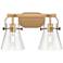 Pilaster II Cone 17" Wide 2 Light Brushed Brass Bath Light With Clear