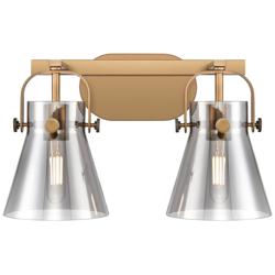 Pilaster II Cone 17" Wide 2 Light Brushed Brass Bath Light With Smoke