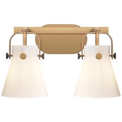 Pilaster II Cone 17" Wide 2 Light Brushed Brass Bath Light With White