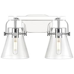 Pilaster II Cone 17&quot; Wide 2 Light Chrome Bath Light With Clear Shade