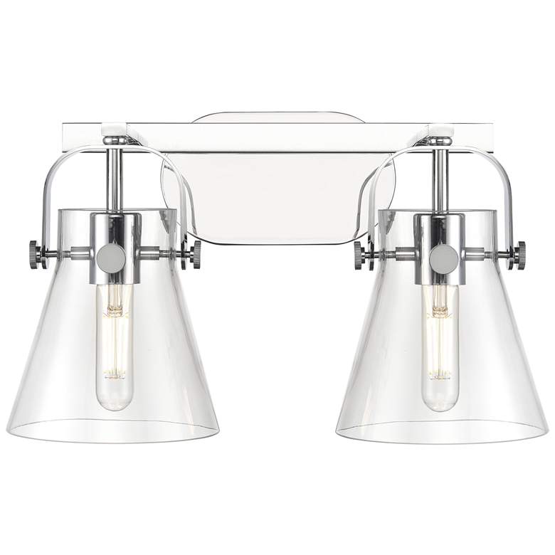 Image 1 Pilaster II Cone 17" Wide 2 Light Chrome Bath Light With Clear Shade