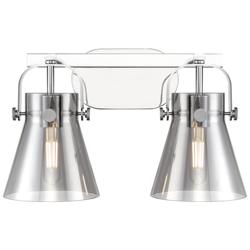 Pilaster II Cone 17&quot; Wide 2 Light Chrome Bath Light With Smoke Shade