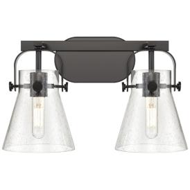 Pilaster II Cone 17" Wide 2 Light Matte Black Bath Light With Seedy Sh Pilaster II Cone 17" Wide 2 Light Matte Black Bath Light With Seedy Sh