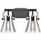 Pilaster II Cone 17" Wide 2 Light Matte Black Bath Light With Smoke Sh