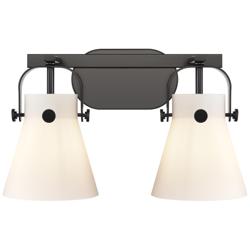 Pilaster II Cone 17" Wide 2 Light Matte Black Bath Light With White Sh