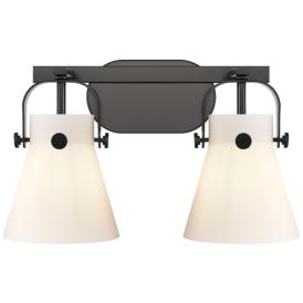 Pilaster II Cone 17" Wide 2 Light Matte Black Bath Light With White Sh Pilaster II Cone 17" Wide 2 Light Matte Black Bath Light With White Sh