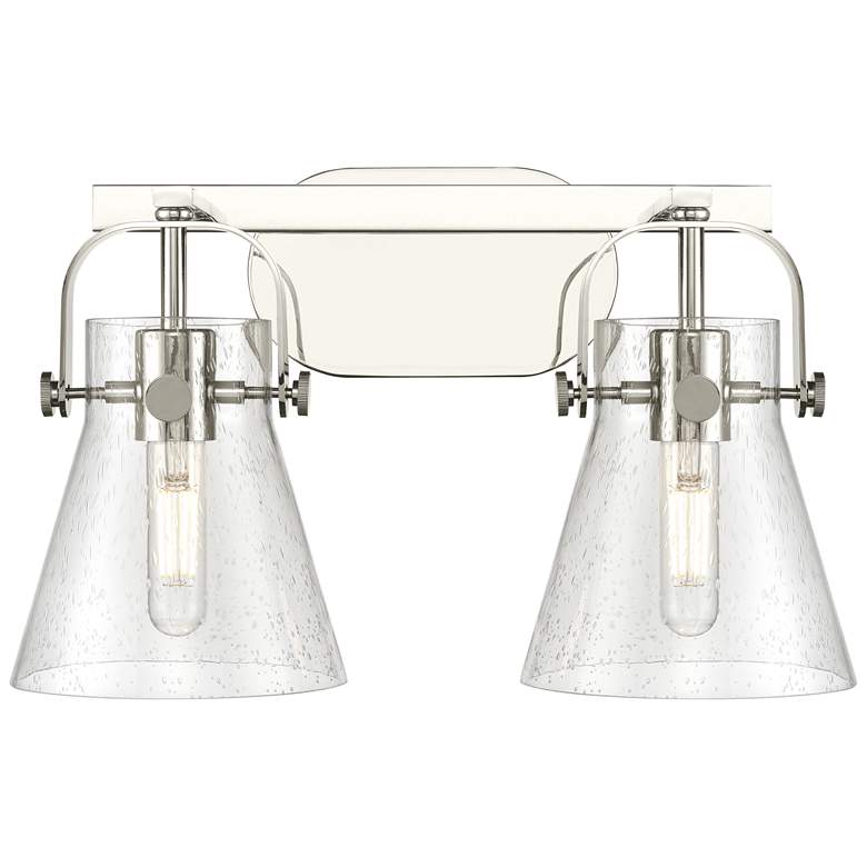 Image 1 Pilaster II Cone 17" Wide 2 Light Polished Nickel Bath Light w/ Seedy