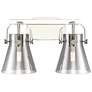 Pilaster II Cone 17" Wide 2 Light Polished Nickel Bath Light w/ Smoke