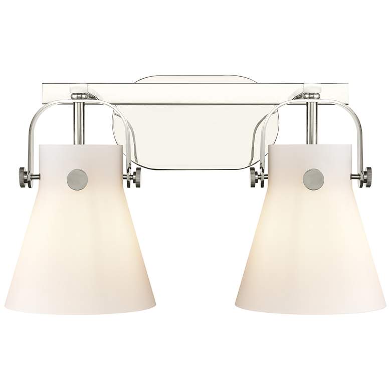 Image 1 Pilaster II Cone 17" Wide 2 Light Polished Nickel Bath Light w/ White
