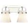 Pilaster II Cone 17" Wide 2 Light Polished Nickel Bath Light w/ White