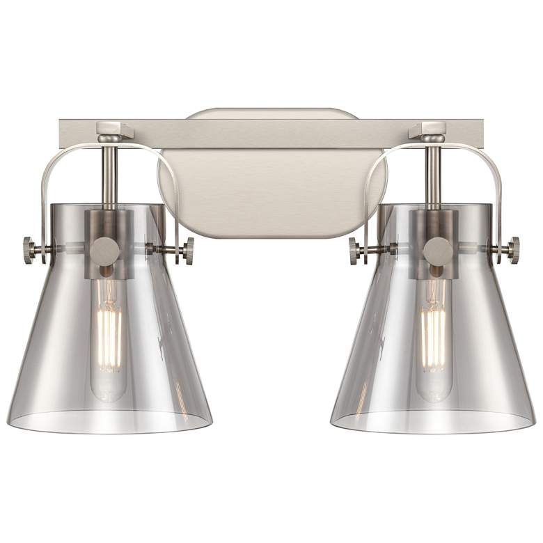 Image 1 Pilaster II Cone 17" Wide 2 Light Satin Nickel Bath Light With Smoke S
