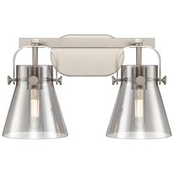 Pilaster II Cone 17" Wide 2 Light Satin Nickel Bath Light With Smoke S