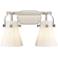 Pilaster II Cone 17" Wide 2 Light Satin Nickel Bath Light With White S