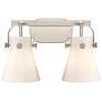 Pilaster II Cone 17" Wide 2 Light Satin Nickel Bath Light With White S