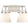 Pilaster II Cone 17" Wide 2 Light Satin Nickel Bath Light With White S