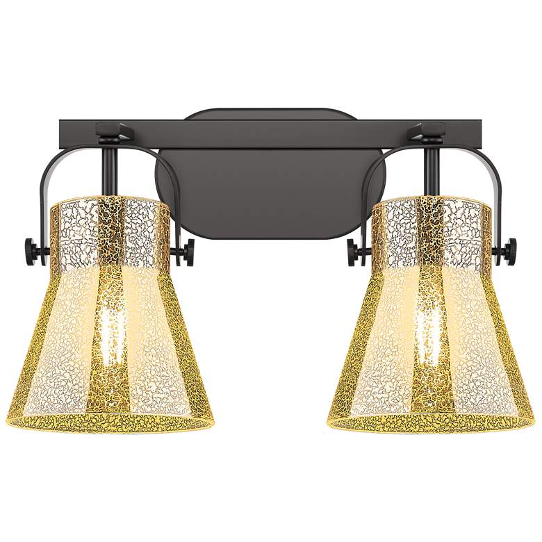Image 1 Pilaster II Cone 17"W 2 Light Black Bath Vanity Light w/ Mercury Shade