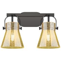Pilaster II Cone 17"W 2 Light Black Bath Vanity Light w/ Mercury Shade
