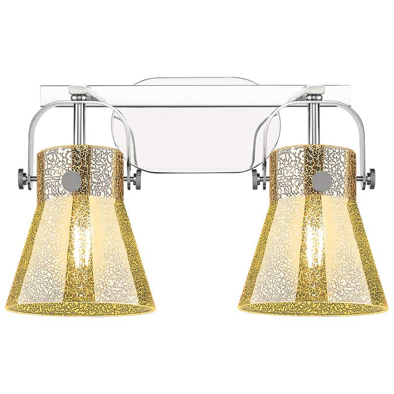 Image 1 Pilaster II Cone 17"W 2 Light Chrome Bath Light w/ Mercury Shade