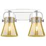 Pilaster II Cone 17"W 2 Light Chrome Bath Light w/ Mercury Shade