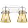 Pilaster II Cone 17"W 2 Light Chrome Bath Light w/ Mercury Shade