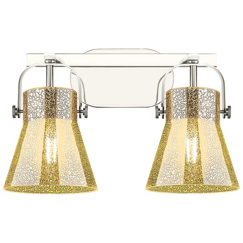 Image 1 Pilaster II Cone 17"W 2 Light Nickel Bath Light w/ Mercury Shade