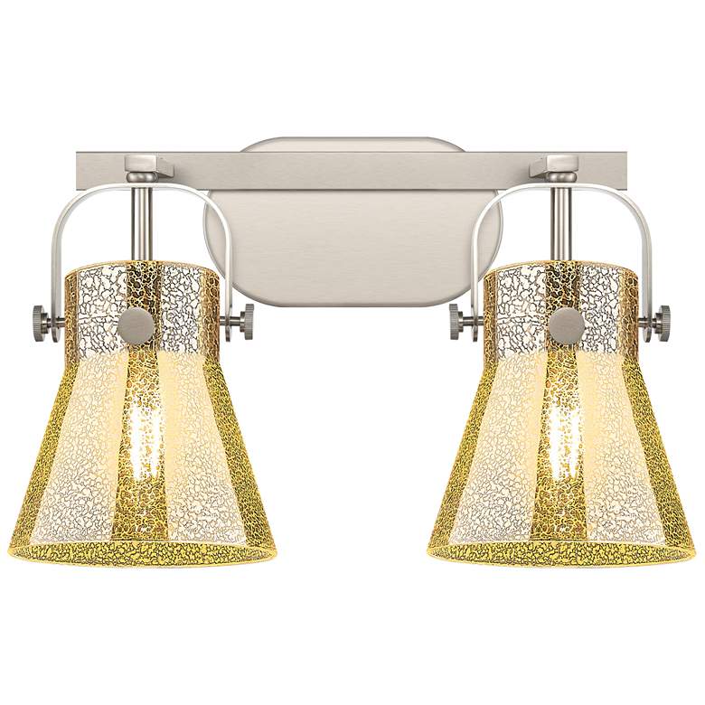 Image 1 Pilaster II Cone 17"W 2 Light Satin Nickel Bath Light w/ Mercury Shade