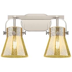 Pilaster II Cone 17"W 2 Light Satin Nickel Bath Light w/ Mercury Shade
