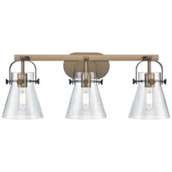 Pilaster II Cone 26.5" Wide 3 Light Brushed Brass Bath Light w/ Seedy