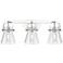Pilaster II Cone 26.5" Wide 3 Light Chrome Bath Light With Clear Shade