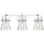 Pilaster II Cone 26.5" Wide 3 Light Chrome Bath Light With Seedy Shade