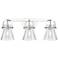 Pilaster II Cone 26.5" Wide 3 Light Chrome Bath Light With Seedy Shade