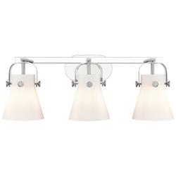 Pilaster II Cone 26.5" Wide 3 Light Chrome Bath Light With White Shade