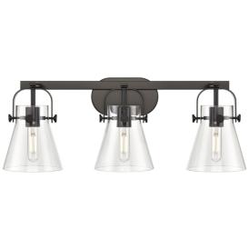 Pilaster II Cone 26.5" Wide 3 Light Matte Black Bath Light With Clear Pilaster II Cone 26.5" Wide 3 Light Matte Black Bath Light With Clear