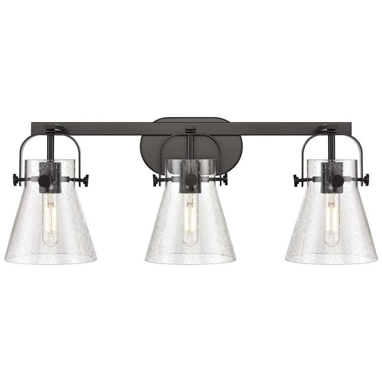 Image 1 Pilaster II Cone 26.5" Wide 3 Light Matte Black Bath Light With Seedy