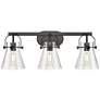 Pilaster II Cone 26.5" Wide 3 Light Matte Black Bath Light With Seedy