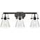 Pilaster II Cone 26.5" Wide 3 Light Matte Black Bath Light With Seedy
