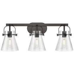 Pilaster II Cone 26.5" Wide 3 Light Matte Black Bath Light With Seedy