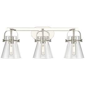 Image1 of Pilaster II Cone 26.5"W 3 Light Polished Nickel Bath Light w/ Clear Sh