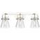 Pilaster II Cone 26.5"W 3 Light Polished Nickel Bath Light w/ Clear Sh